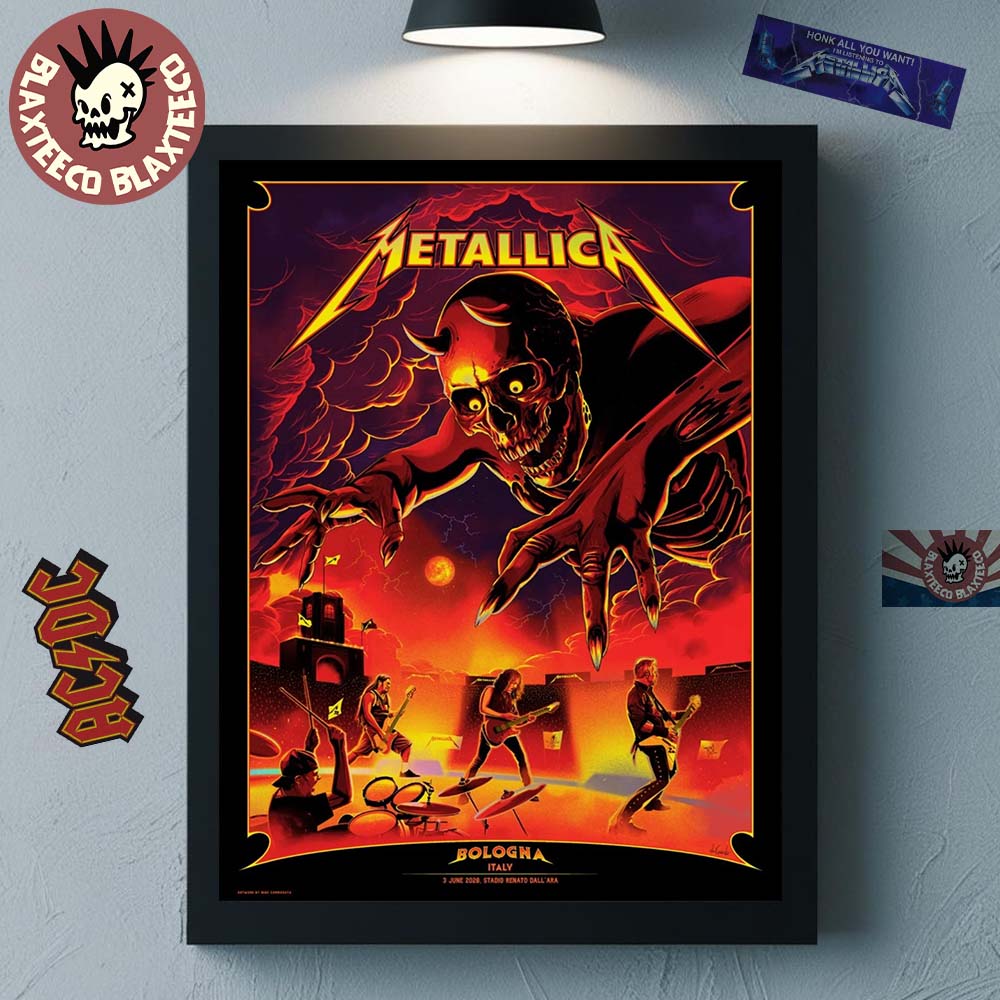Metallica M72 Bologna Italy 2026 Venue Poster At Stadio Renato Dall Ara On 3 June 2026 The Demon Art Home Decor Poster Canvas - T-Shirt, Sweatshirt, Hoodie