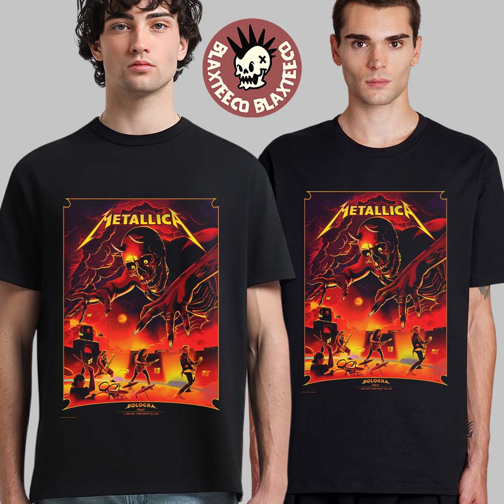 Metallica M72 Bologna Italy 2026 Venue Poster At Stadio Renato Dall Ara On 3 June 2026 The Demon Art T-Shirt - T-Shirt, Sweatshirt, Hoodie