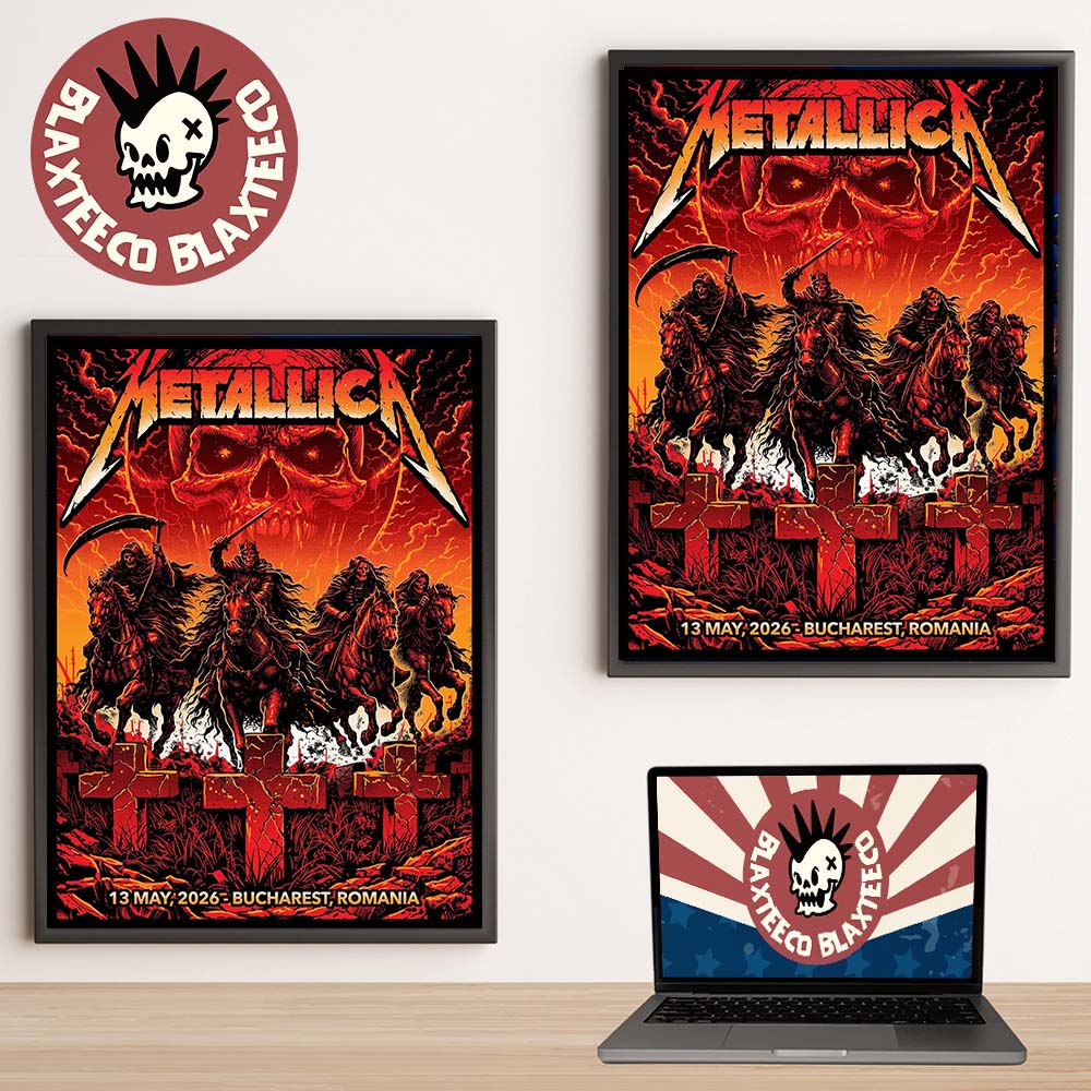 Metallica M72 Bucharest 2026 Pop Up Shop Poster At Romania Arena Nationala On 13 May 2026 The Death Four Horsemen Art Poster Canvas - T-Shirt, Sweatshirt, Hoodie
