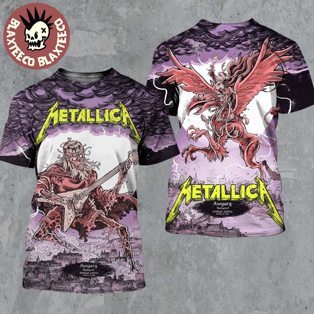 Metallica M72 Budapest Hungary 2026 Night 1 And 2 Combined Set Event Poster At Puskas Arena On June 11 And 13 2026 Two Sided All Over Print Shirt - T-Shirt, Sweatshirt, Hoodie