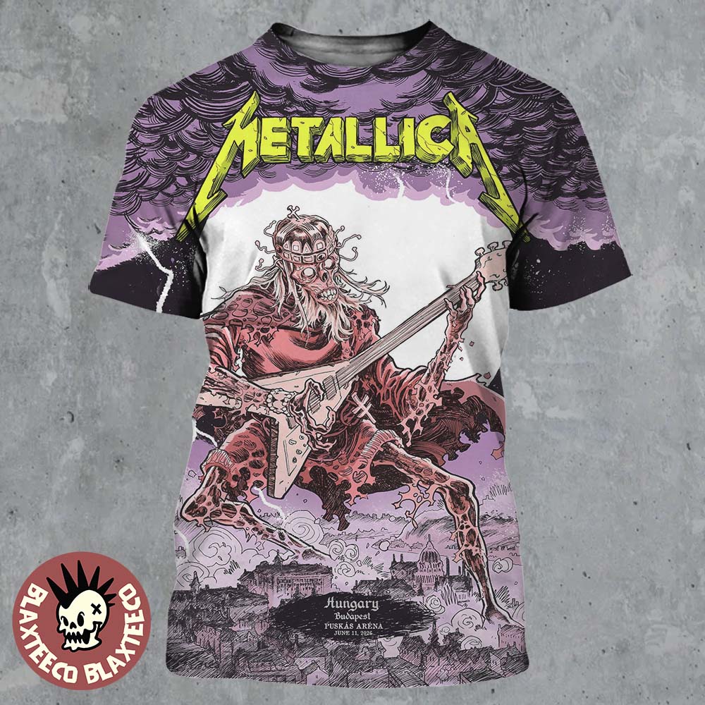 Metallica M72 Budapest Hungary 2026 Night 1 Event Poster At Puskas Arena On June 11 2026 All Over Print Shirt - T-Shirt, Sweatshirt, Hoodie