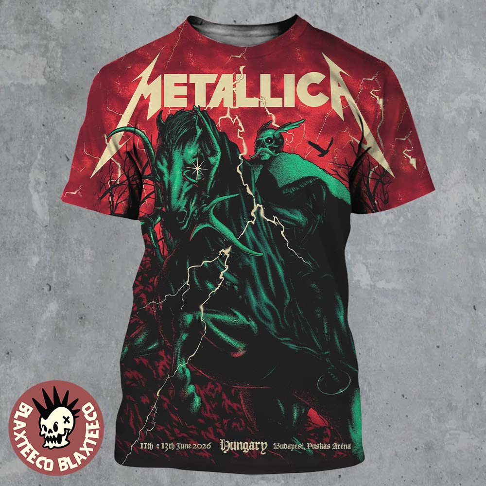 Metallica M72 Budapest Hungary 2026 Pop Up Shop Poster At Puskas Arena On 11 And 13 June 2026 The Death Knight Art All Over Print Shirt - T-Shirt, Sweatshirt, Hoodie