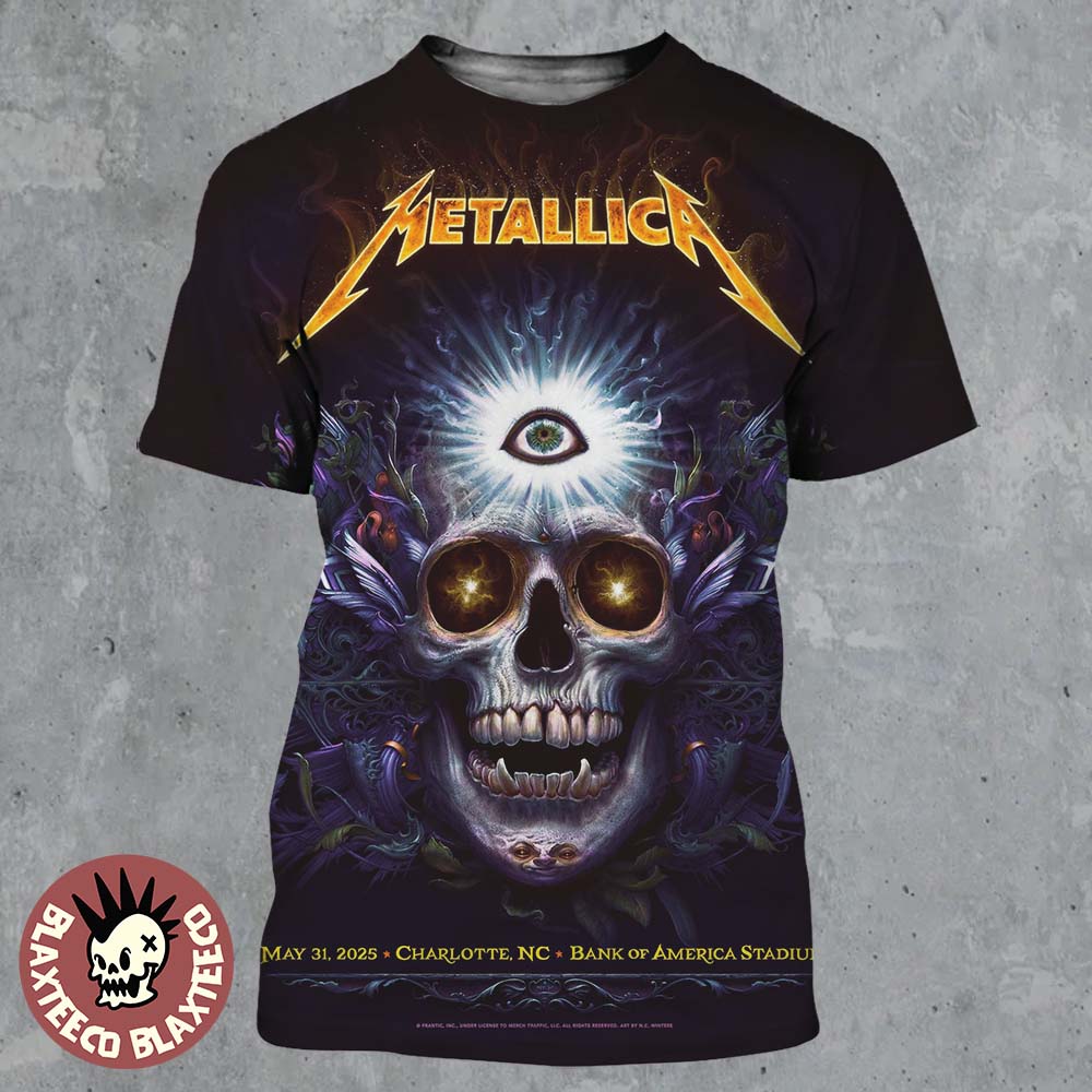 Metallica M72 Charlotte 2025 Venue Poster In Charlotte North Carolina At Bank Of America Stadium On May 31 2025 All Over Print Shirt - T-Shirt, Sweatshirt, Hoodie