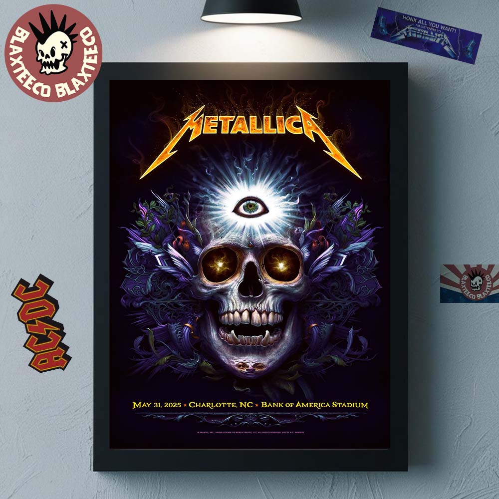 Metallica M72 Charlotte 2025 Venue Poster In Charlotte North Carolina At Bank Of America Stadium On May 31 2025 Home Decor Poster Canvas - T-Shirt, Sweatshirt, Hoodie