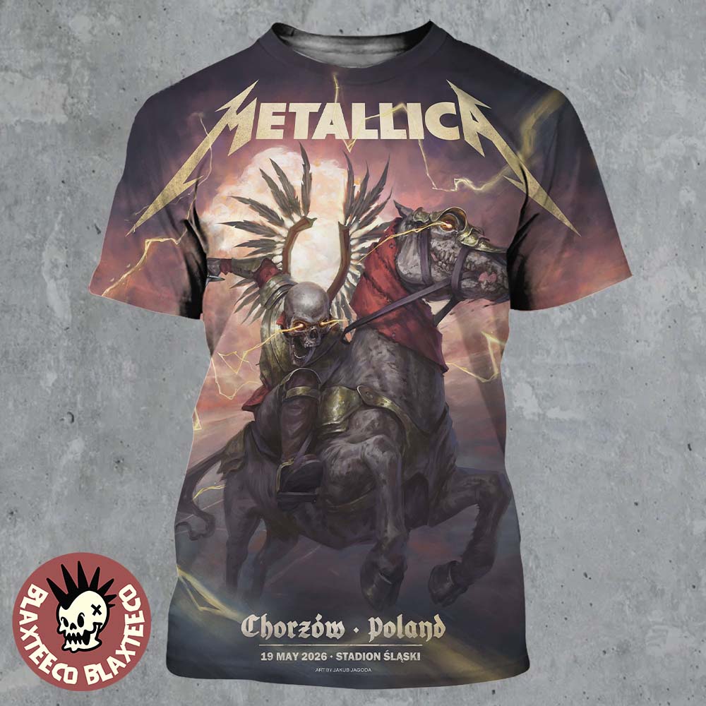 Metallica M72 Chorzw 2026 Pop Up Shop Poster In Chorzw Poland On 19 May 2026 At Stadion Slaski The Death Winged Hussars All Over Print Shirt - T-Shirt, Sweatshirt, Hoodie