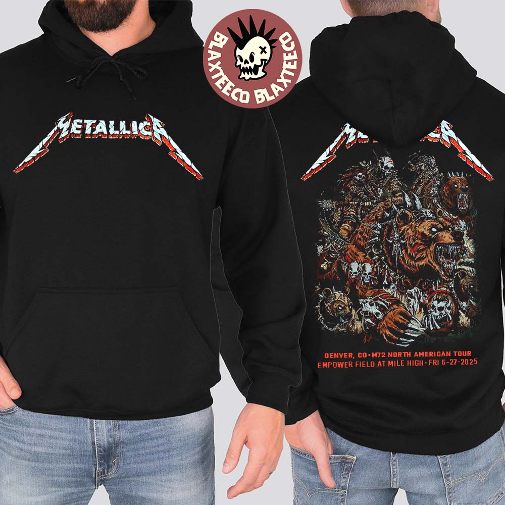 Metallica M72 Denver 2025 Night 1 Venue Hoodie In Denver Colorado At Empower Field at Mile High On June 27 2025 Two Sided Hoodie - T-Shirt, Sweatshirt, Hoodie