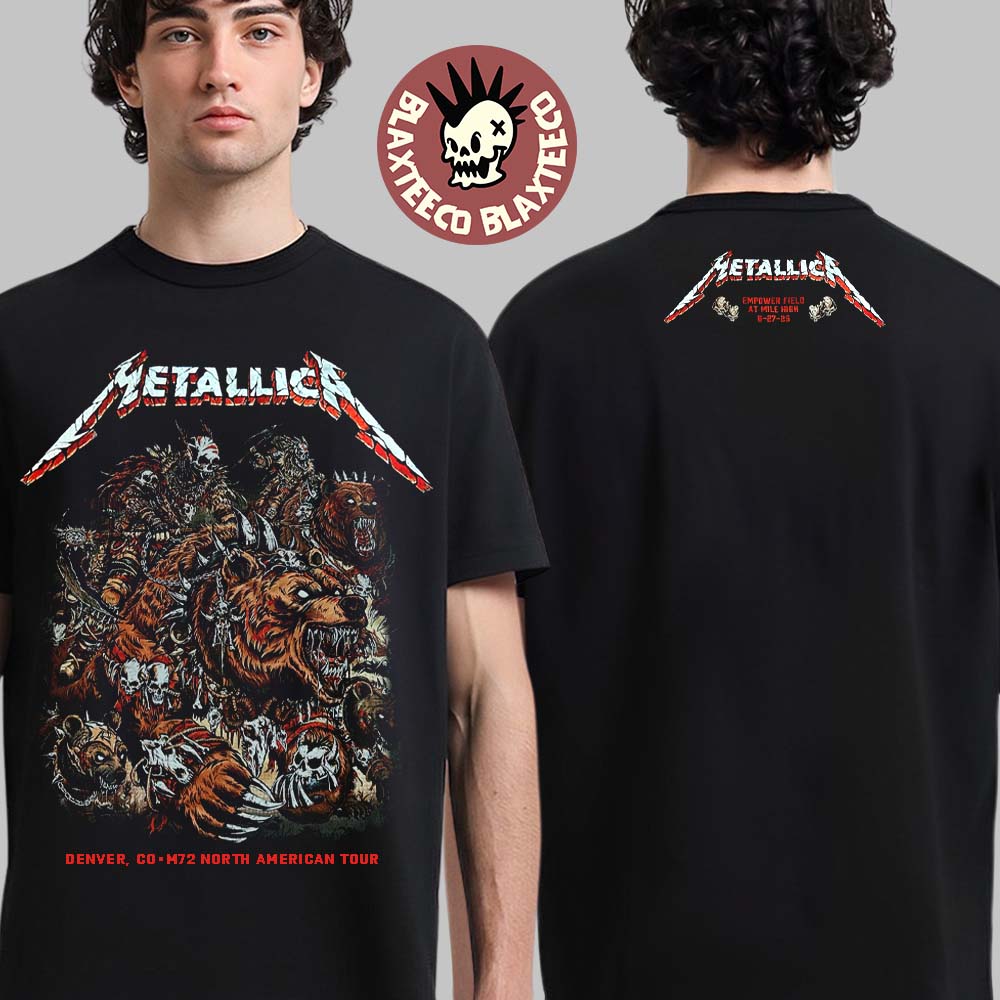 Metallica M72 Denver 2025 Night 1 Venue Tee In Denver Colorado At Empower Field at Mile High On June 27 2025 Two Sided T-Shirt - T-Shirt, Sweatshirt, Hoodie