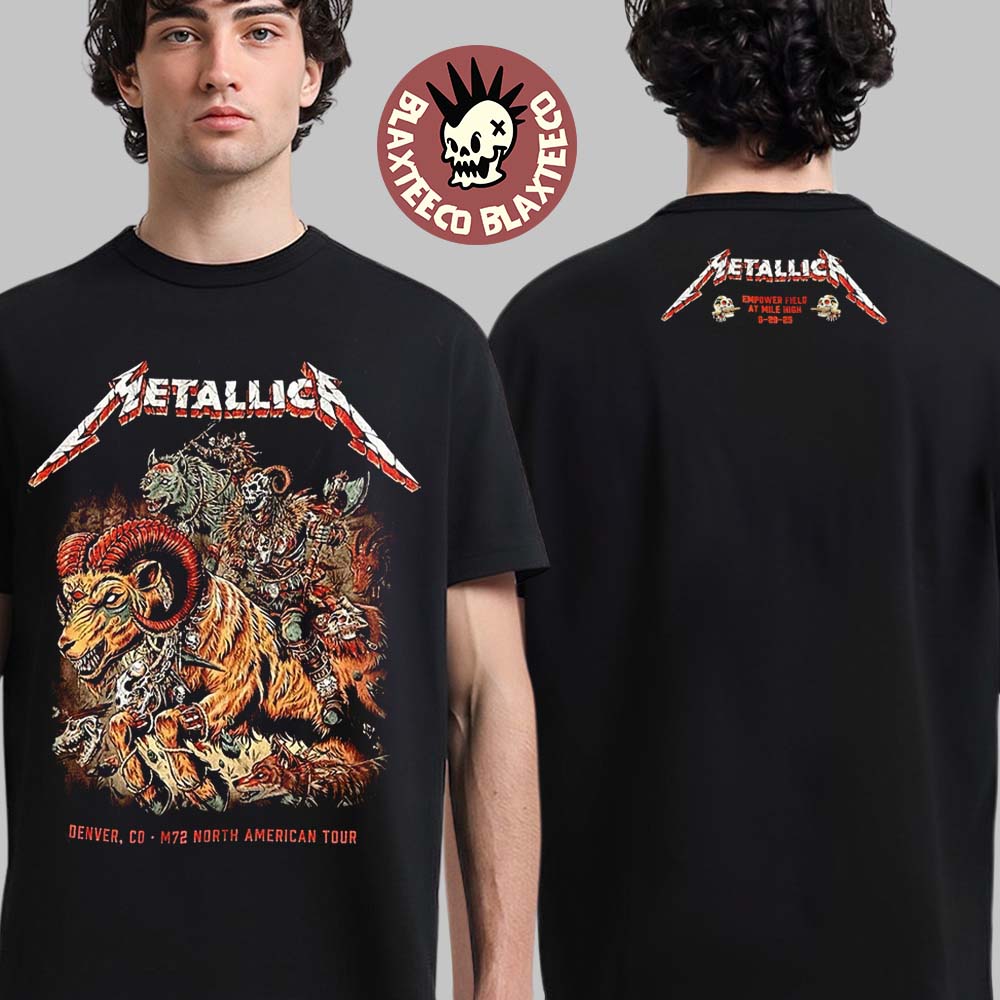 Metallica M72 Denver 2025 Night 2 Venue Merch Tee In Denver Colorado At Empower Field at Mile High On June 29 2025 Two Sided T-Shirt - T-Shirt, Sweatshirt, Hoodie