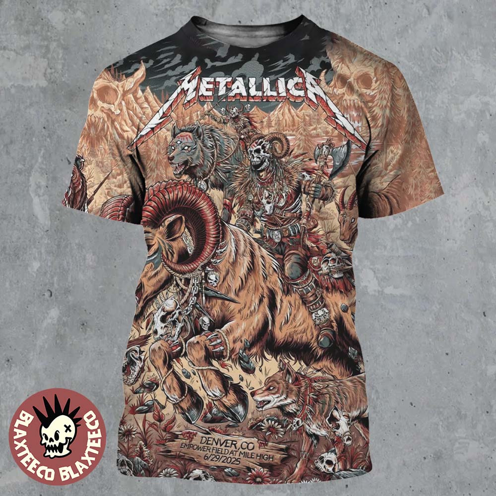 Metallica M72 Denver 2025 Night 2 Venue Poster In Denver Colorado At Empower Field at Mile High On June 29 2025 All Over Print Shirt - T-Shirt, Sweatshirt, Hoodie