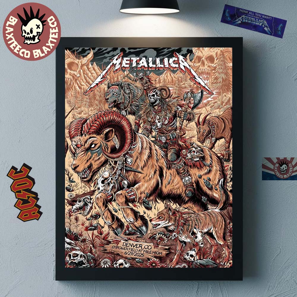 Metallica M72 Denver 2025 Night 2 Venue Poster In Denver Colorado At Empower Field at Mile High On June 29 2025 Home Decor Poster Canvas - T-Shirt, Sweatshirt, Hoodie