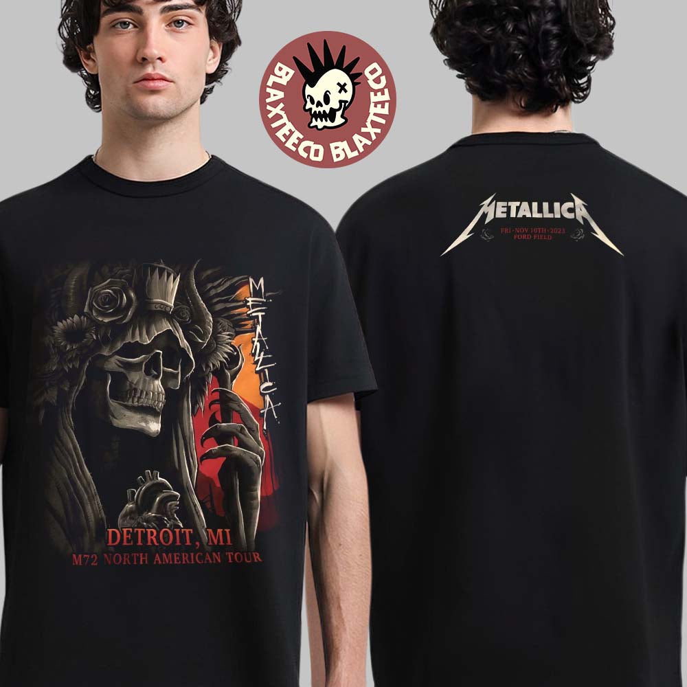 Metallica M72 Detroit Michigan Night 1 Merch Tee At Ford Field M72 North American Tour On November 10 2023 Two Sides Unisex T-Shirt - T-Shirt, Sweatshirt, Hoodie