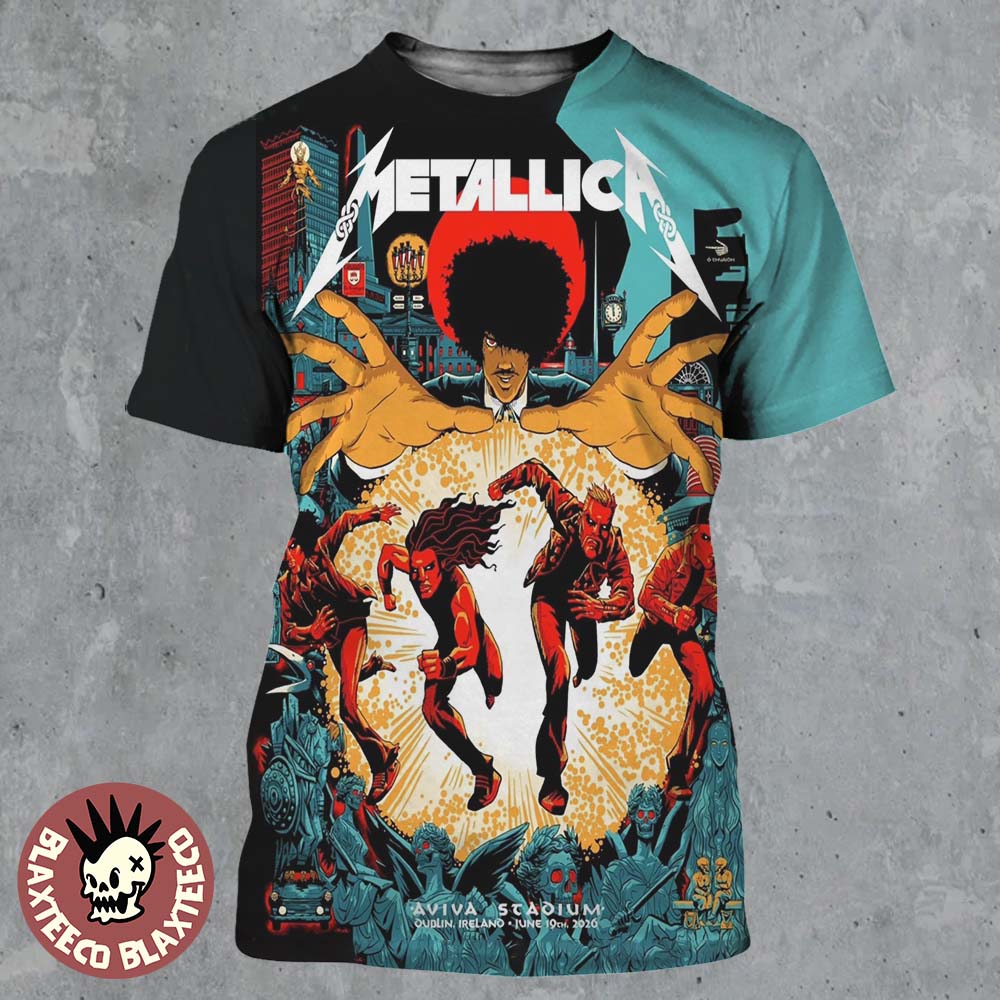 Metallica M72 Dublin Ireland 2026 Night 1 Venue Poster At Aviva Stadium On June 19 2026 All Over Print Shirt - T-Shirt, Sweatshirt, Hoodie