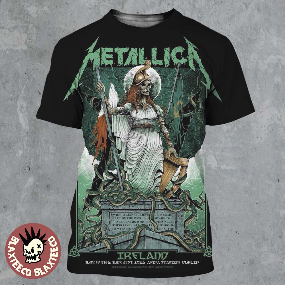 Metallica M72 Dublin Ireland 2026 Pop Up Shop Poster At Aviva Stadium On June 19 And 21 2026 Hibernia Art All Over Print Shirt - T-Shirt, Sweatshirt, Hoodie