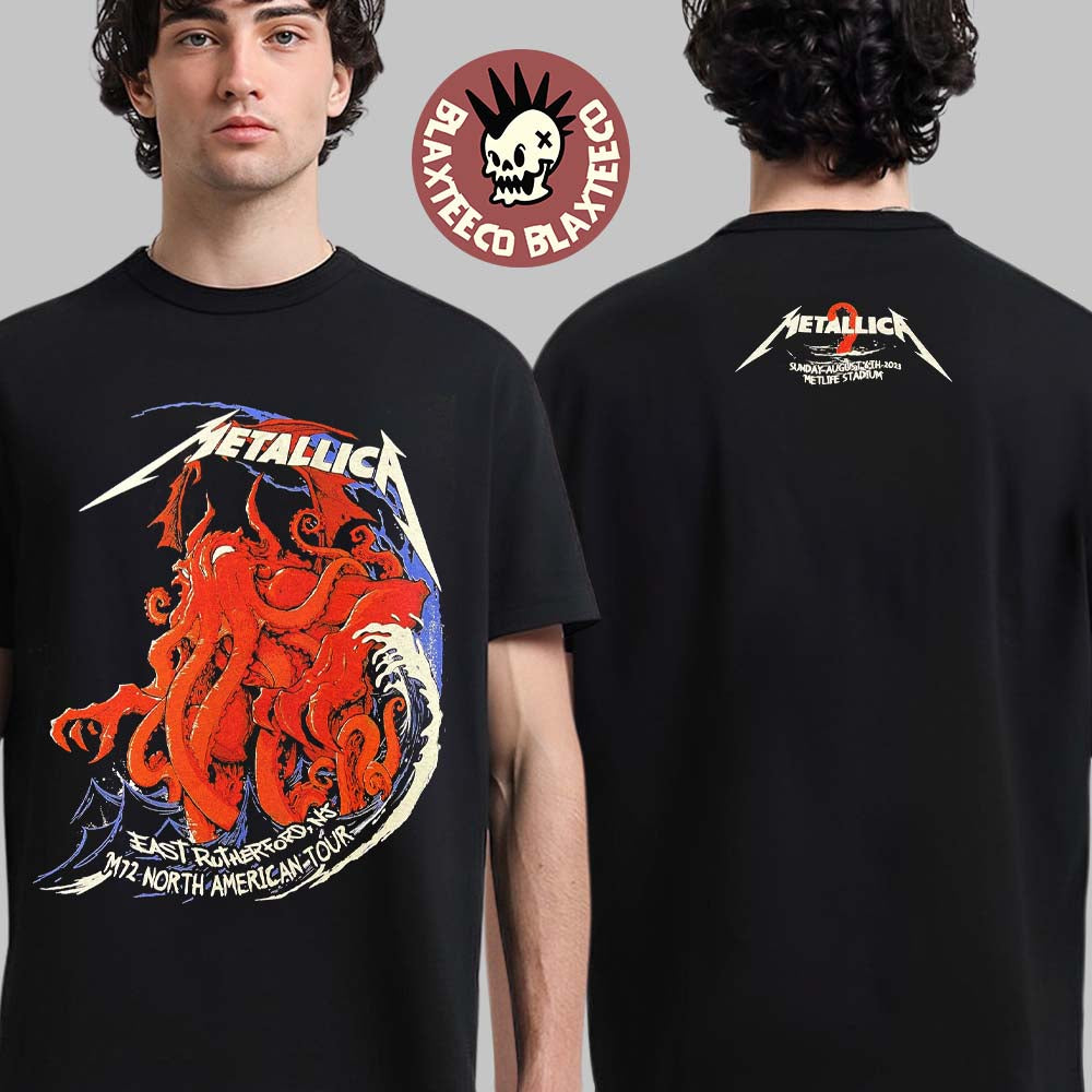 Metallica M72 East Rutherford New Jersey Tee Night 2 M72 North American Tour 2023 At Met Life Stadium On August 6 Octopus Art Two Sides Unisex T-Shirt - T-Shirt, Sweatshirt, Hoodie