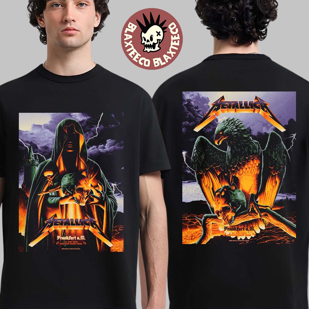 Metallica M72 Frankfurt 2026 Night 1 And 2 Combined Venue Poster At Frankfurt Germany Deutsche Bank Park On 22 And 24 May 2026 Two Sided T-Shirt - T-Shirt, Sweatshirt, Hoodie