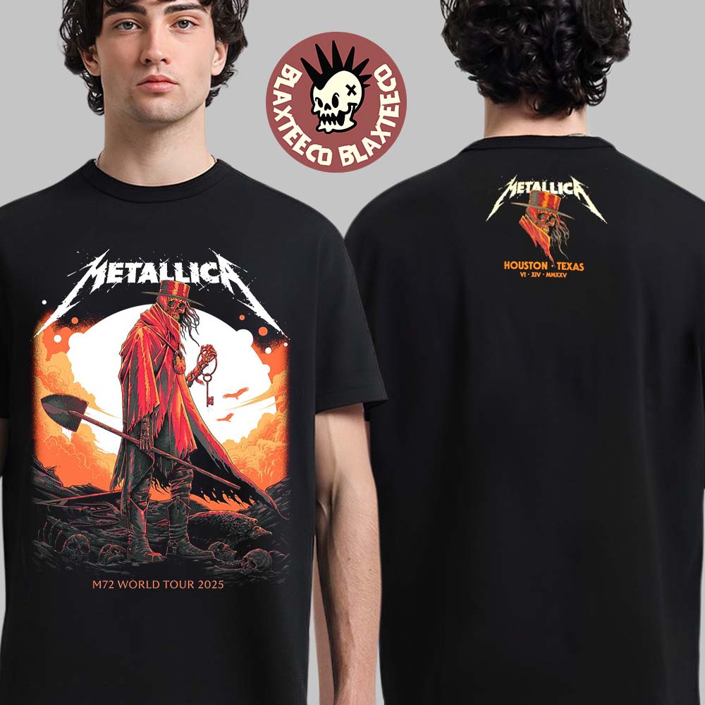 Metallica M72 Houston 2025 Pop Up Shop Event Tee In Texas At NRG Stadium On June 14 2025 Two Sided Unisex T-Shirt - T-Shirt, Sweatshirt, Hoodie