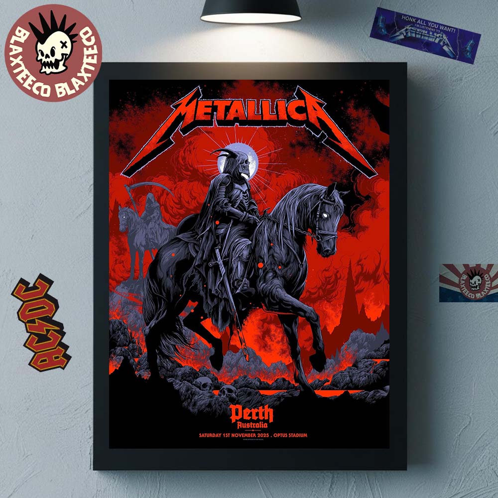 Metallica M72 Perth 2025 Pop Up Shop Poster In Australia At Optus Stadium On 1st November 2025 The Skeleton Knight Home Decor Poster Canvas - T-Shirt, Sweatshirt, Hoodie