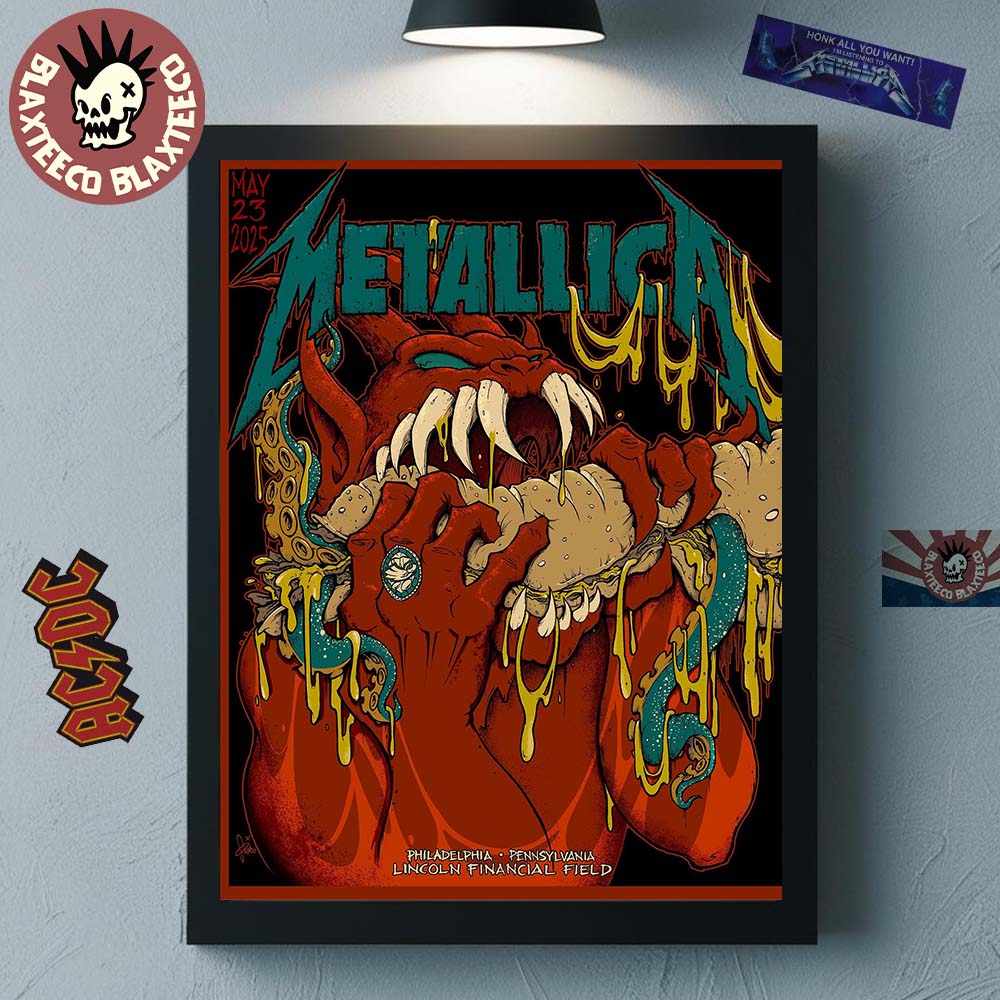 Metallica M72 Philly 2025 Night 1 Venue Poster In Philadelphia Pennsylvania At Lincoln Financial Field On May 23 2025 Red Devil Artwork Home Decor Poster Canvas - T-Shirt, Sweatshirt, Hoodie