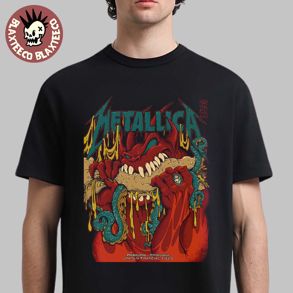 Metallica M72 Philly 2025 Night 2 Venue Poster In Philadelphia Pennsylvania At Lincoln Financial Field On May 25 2025 Red Demon Art Essentials T-Shirt - T-Shirt, Sweatshirt, Hoodie