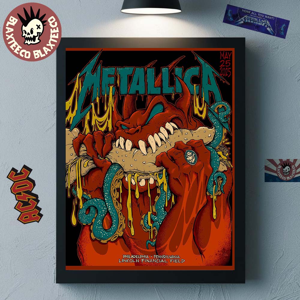 Metallica M72 Philly 2025 Night 2 Venue Poster In Philadelphia Pennsylvania At Lincoln Financial Field On May 25 2025 Red Demon Art Home Decor Poster Canvas - T-Shirt, Sweatshirt, Hoodie