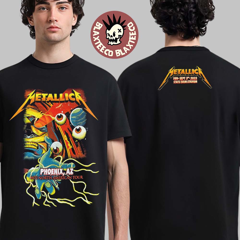 Metallica M72 Phoenix AZ Night 2 Merch Tee At State Farm Stadium M72 North American Tour On September 3 2023 Two Sides Unisex T-Shirt - T-Shirt, Sweatshirt, Hoodie