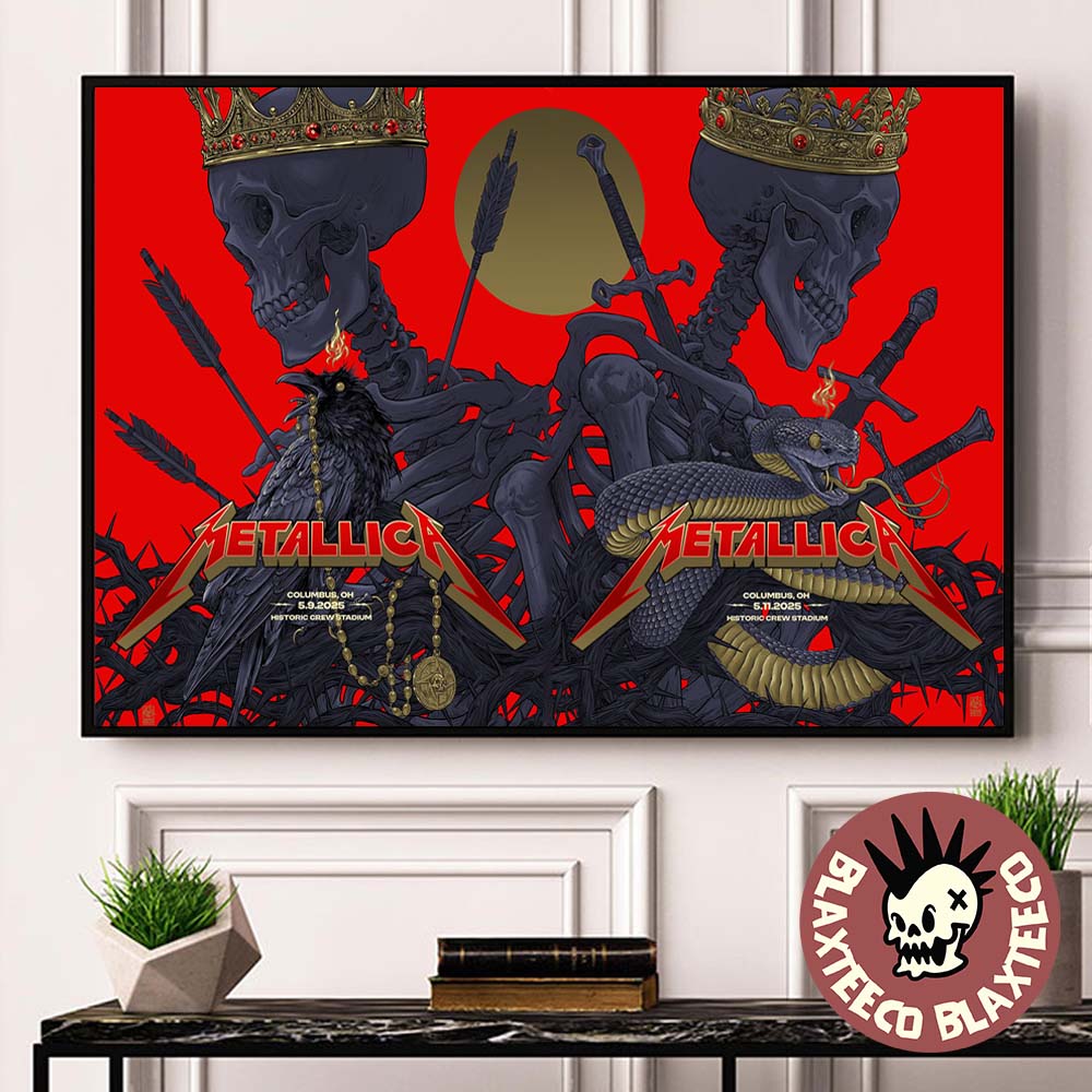 Metallica M72 Sonic Temple 2025 Night 1 And 2 Combined Venue Poster In Columbus Ohio At Historic Crew Stadium On May 9 And 11 2025 Home Decor Poster Canvas - T-Shirt, Sweatshirt, Hoodie