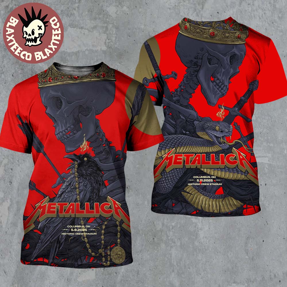 Metallica M72 Sonic Temple 2025 Night 1 And 2 Combined Venue Poster In Columbus Ohio At Historic Crew Stadium On May 9 And 11 2025 Two Sided All Over Print Shirt - T-Shirt, Sweatshirt, Hoodie