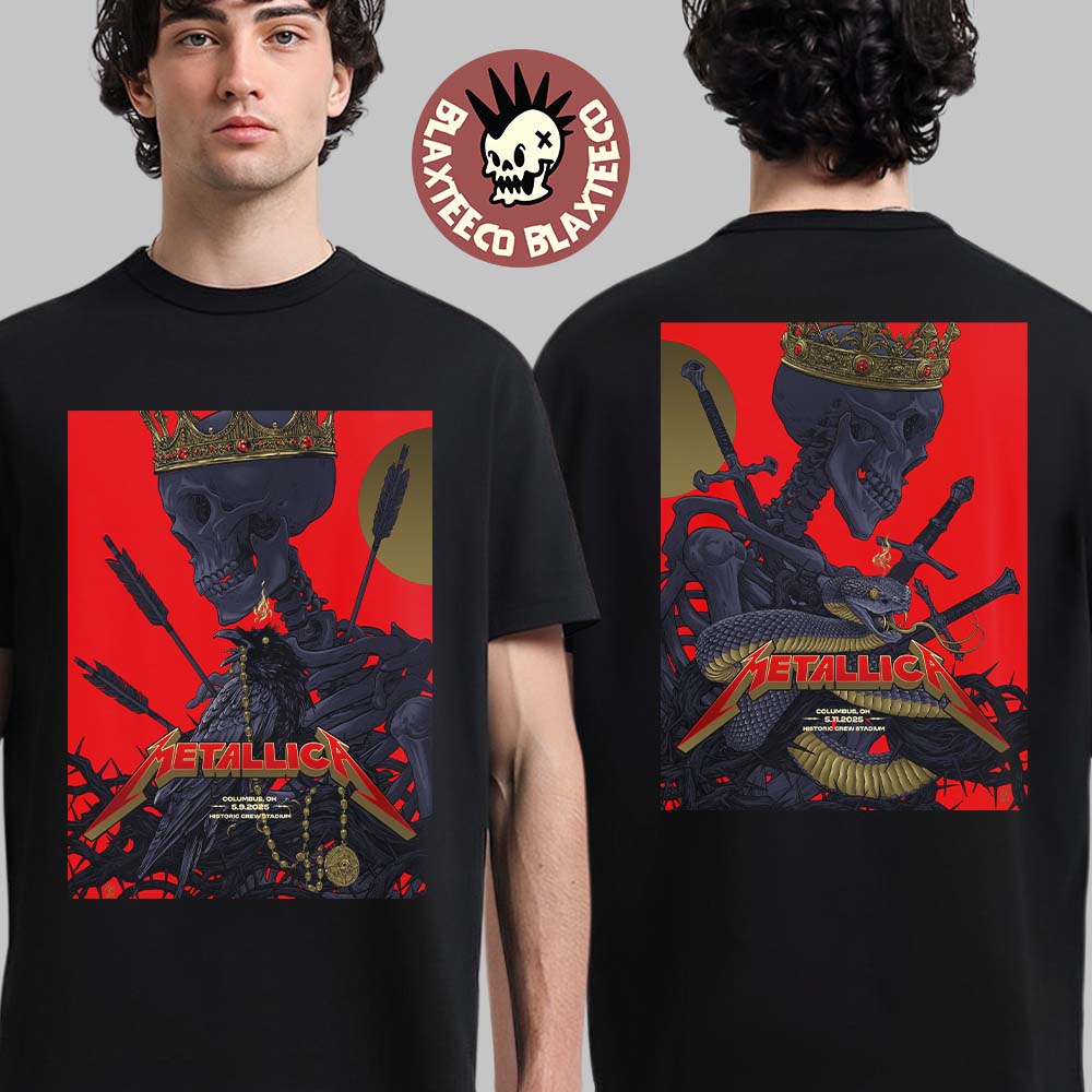 Metallica M72 Sonic Temple 2025 Night 1 And 2 Combined Venue Poster In Columbus Ohio At Historic Crew Stadium On May 9 And 11 2025 Two Sided Unisex T-Shirt - T-Shirt, Sweatshirt, Hoodie