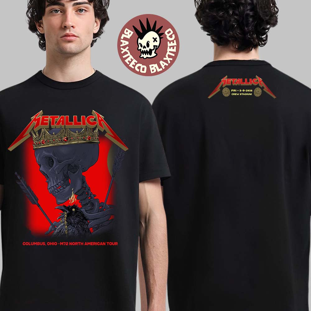 Metallica M72 Sonic Temple 2025 Night 1 Venue Tee In Columbus Ohio At Crew Stadium On May 9 2025 M72 North American Tour Two Sided Unisex T-Shirt - T-Shirt, Sweatshirt, Hoodie