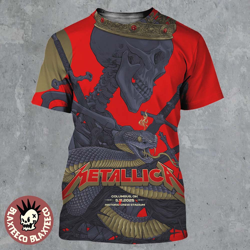 Metallica M72 Sonic Temple 2025 Night 2 Venue Poster In Columbus Ohio At Historic Crew Stadium On May 11 2025 All Over Print Shirt - T-Shirt, Sweatshirt, Hoodie