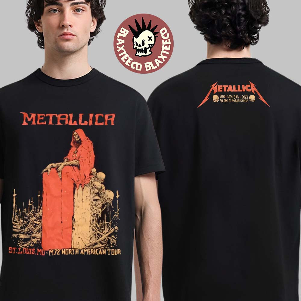 Metallica M72 St Louis MO Night 2 Merch Tee M72 North American Tour On November 5 2023 Two Sides Unisex T-Shirt - T-Shirt, Sweatshirt, Hoodie