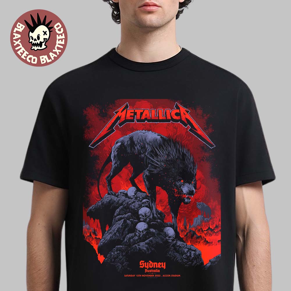 Metallica M72 Sydney Australia 2025 Pop Up Shop Poster By Ken Taylor At Accor Stadium On 15 November 2025 The Wolf Art T-Shirt - T-Shirt, Sweatshirt, Hoodie