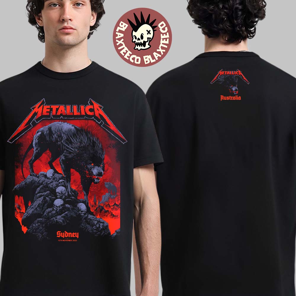Metallica M72 Sydney Australia 2025 Pop Up Shop Tee By Ken Taylor At Accor Stadium On 15 November 2025 The Wolf Art Two Sided T-Shirt - T-Shirt, Sweatshirt, Hoodie