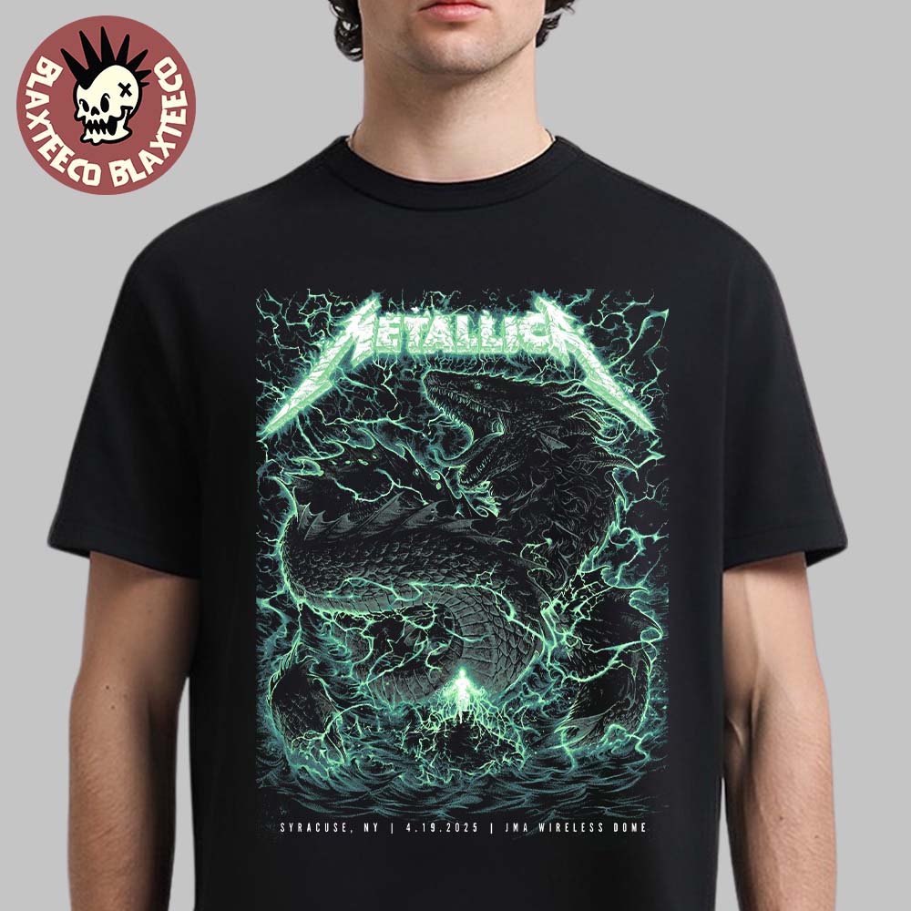 Metallica M72 Syracuse New York Poster At JMA Wireless Dome On April 19 2025 Met On Tour Thunder Sea Dragon Artwork Unisex T-Shirt - T-Shirt, Sweatshirt, Hoodie