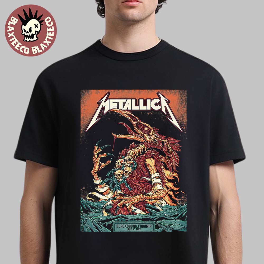 Metallica M72 Virginia Tech 2025 Pop Up Shop Poster For Blacksburg Virginia In United States Lane Stadium On May 7 2025 Essentials T-Shirt - T-Shirt, Sweatshirt, Hoodie