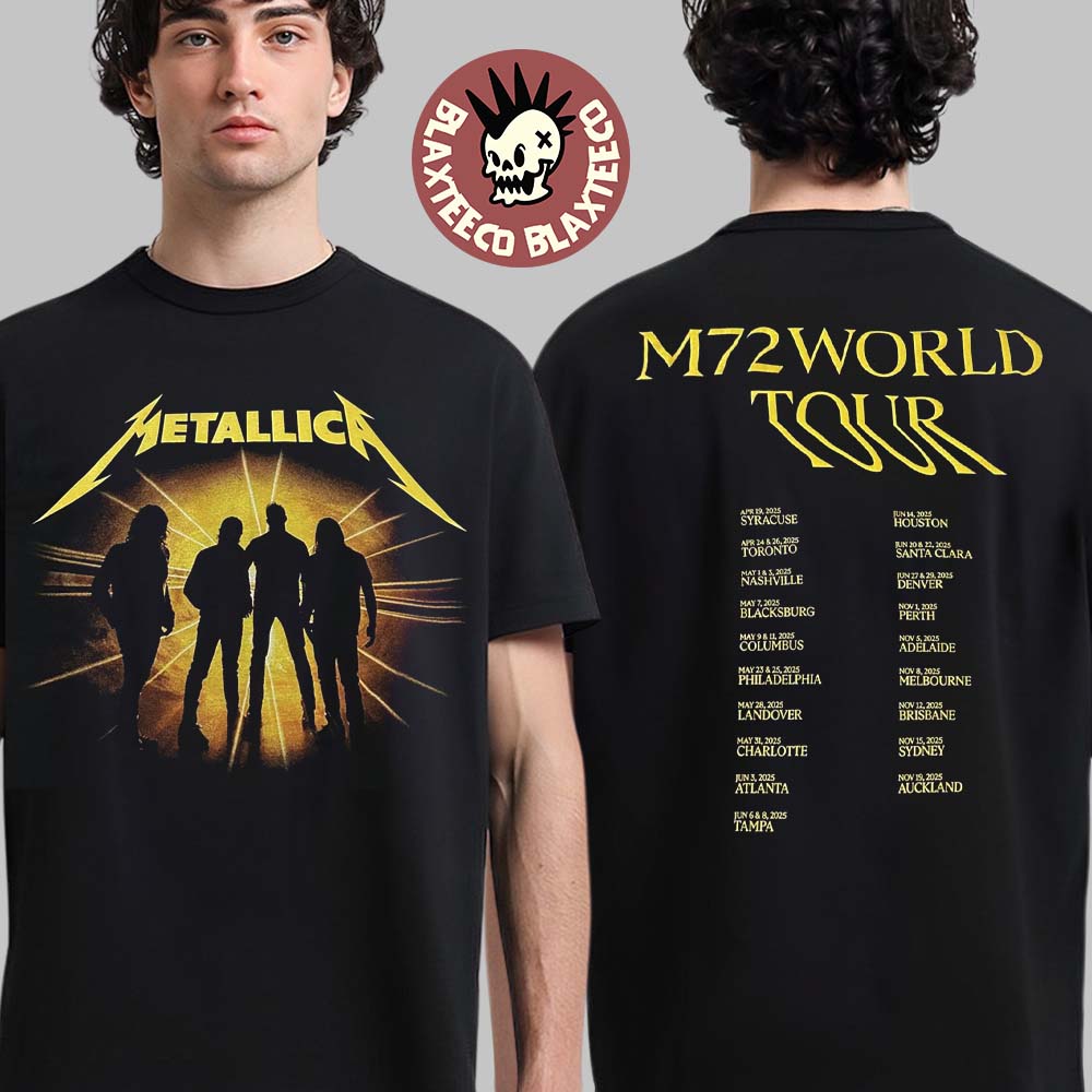 Metallica M72 World Tour 2025 Merch Tee Album Cover With Tour Dates Two Sided Unisex T-Shirt - T-Shirt, Sweatshirt, Hoodie