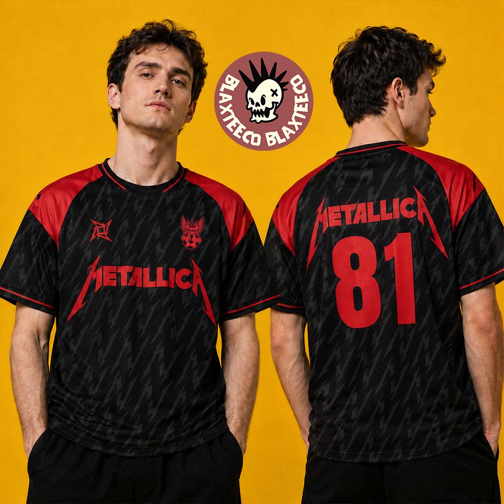 Metallica M72 World Tour 2026 Europe And UK Merchandise 81 Black And Red Football Jersey Unisex T-shirt, Sweatshirt, Hoodie, Long Sleeve Tee - T-Shirt, Sweatshirt, Hoodie