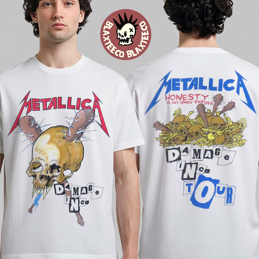 Metallica M72 World Tour 2026 Europe And UK Merchandise Damage Inc T-Shirt Unisex T-shirt, Sweatshirt, Hoodie, Long Sleeve Tee - T-Shirt, Sweatshirt, Hoodie