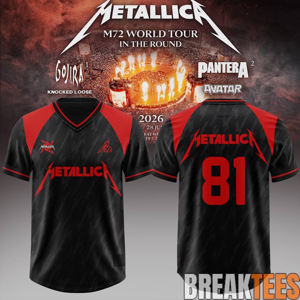 Metallica M72 World Tour 2026 Football Jersey Unisex T-shirt, Sweatshirt, Hoodie, Long Sleeve Tee - T-Shirt, Sweatshirt, Hoodie
