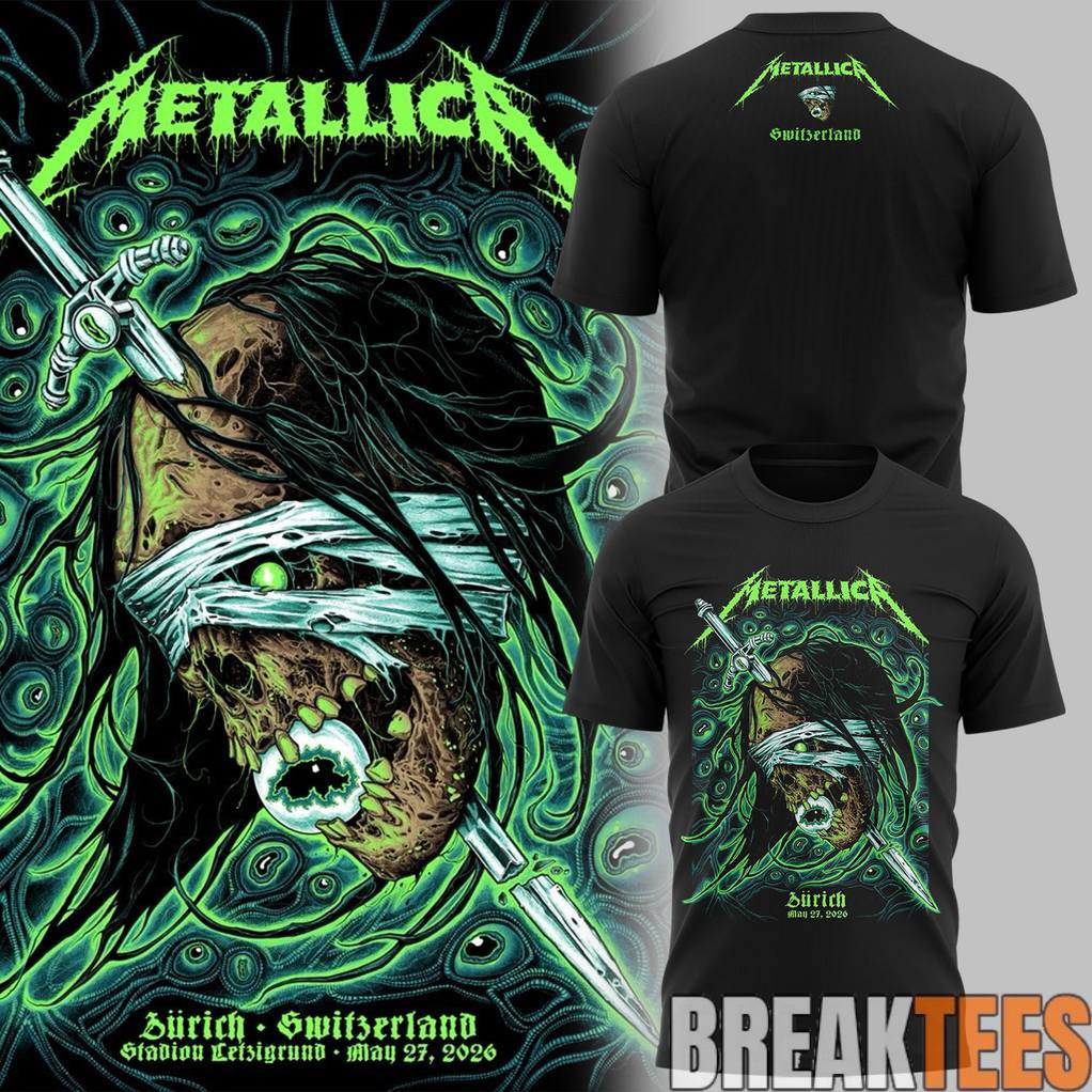 Metallica M72 World Tour Zurich 2026 Shirt Unisex T-shirt, Sweatshirt, Hoodie, Long Sleeve Tee - T-Shirt, Sweatshirt, Hoodie