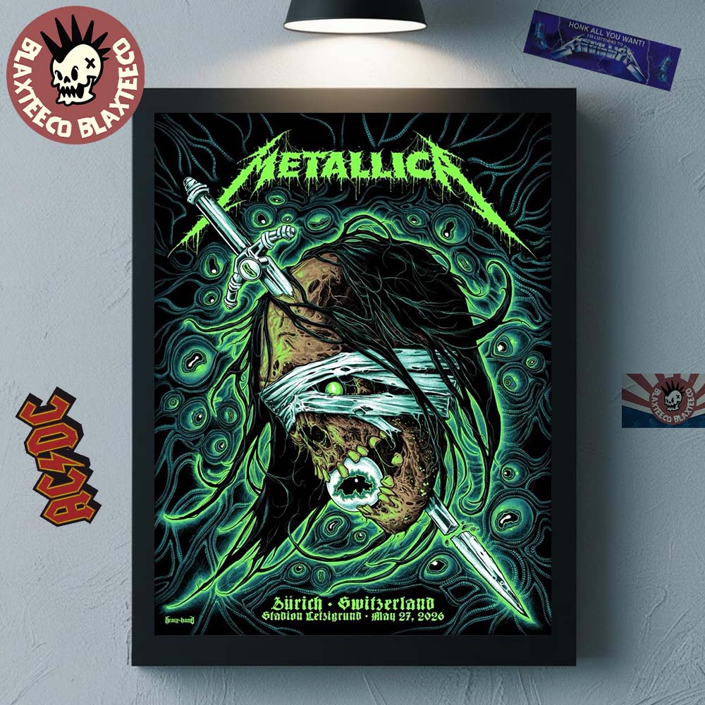 Metallica M72 Zurich 2026 Pop Up Shop Merch Poster In Zurich Switzerland At Stadion Letzigrund On May 27 2026 The Zombie Head Poster Canvas - T-Shirt, Sweatshirt, Hoodie