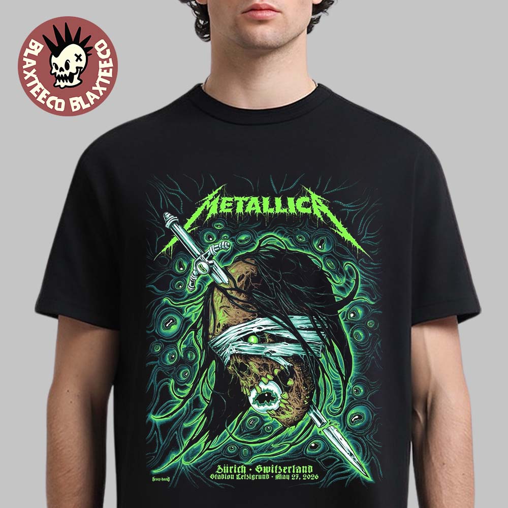 Metallica M72 Zurich 2026 Pop Up Shop Merch Poster In Zurich Switzerland At Stadion Letzigrund On May 27 2026 The Zombie Head T-Shirt - T-Shirt, Sweatshirt, Hoodie