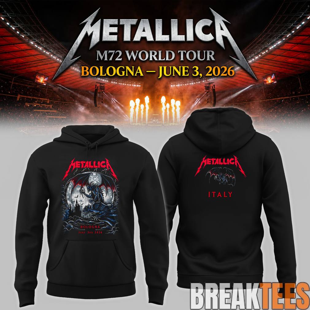 Metallica #M72Bologna, Italy Hoodie Unisex T-shirt, Sweatshirt, Hoodie, Long Sleeve Tee - T-Shirt, Sweatshirt, Hoodie
