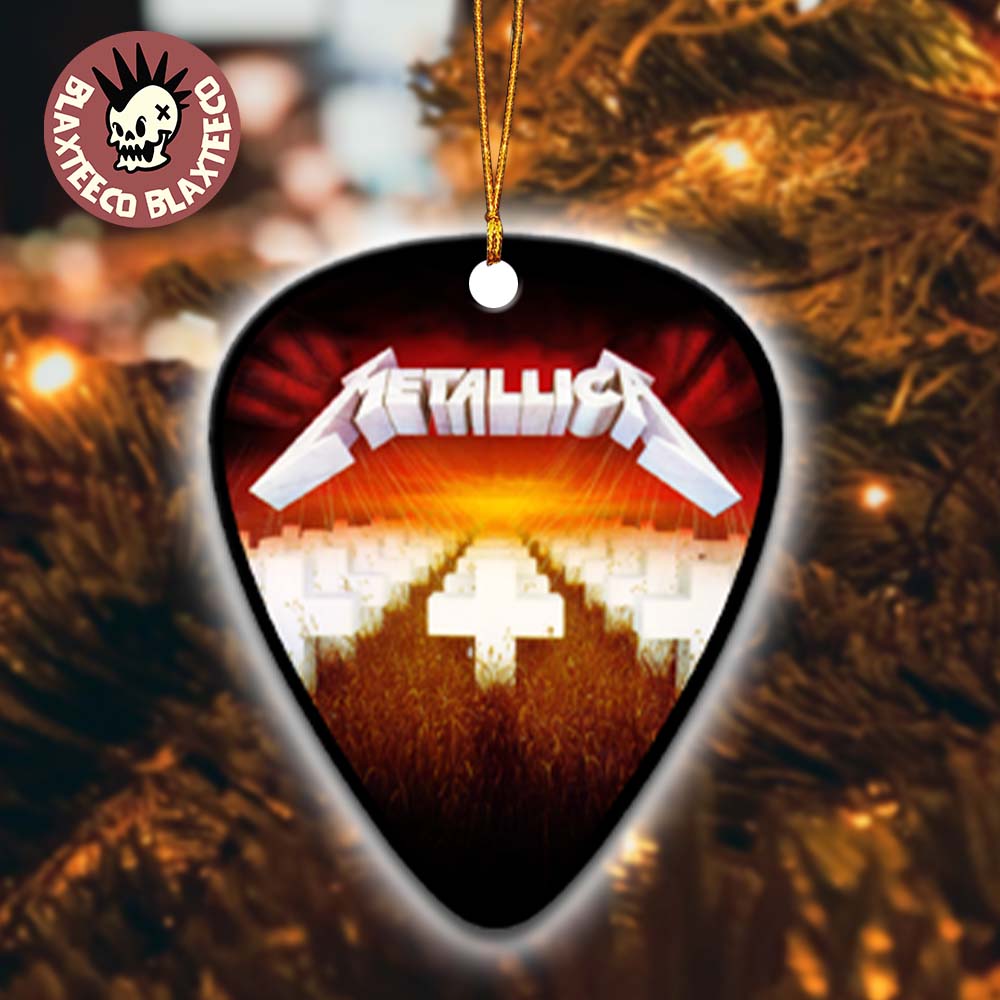 Metallica Master Of Puppets Album Cover Art Guitar Pick Shape Holiday Christmas Decorations Ornament - T-Shirt, Sweatshirt, Hoodie
