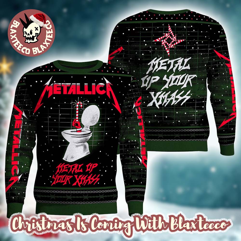 Metallica Metal Up Your Xmass Funny Toilet Candy Crane Ugly Christmas Sweater Holiday Gift - T-Shirt, Sweatshirt, Hoodie