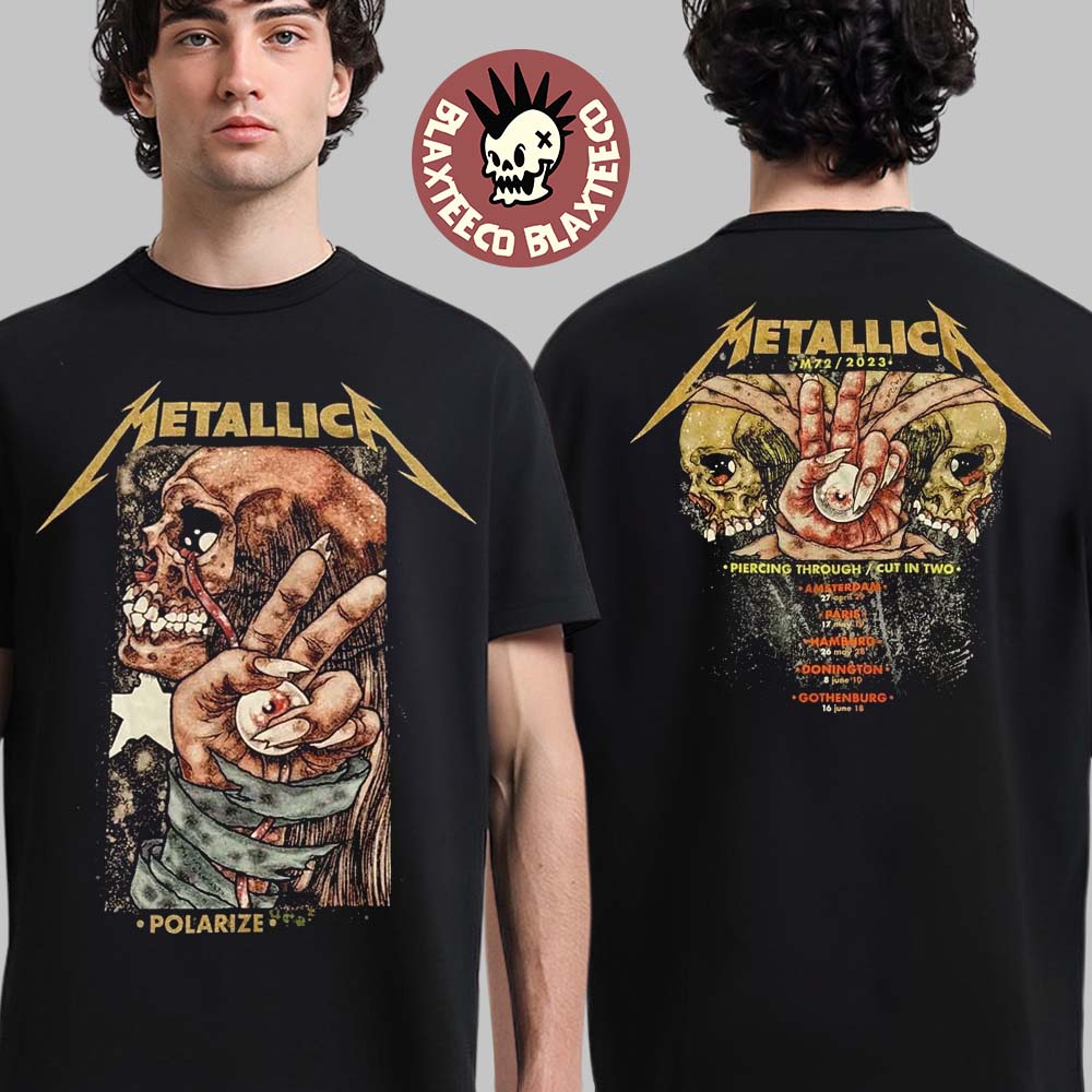Metallica Polarize M72 Europe Tour 2023 Two Sides Unisex T-Shirt Unisex T-shirt, Sweatshirt, Hoodie, Long Sleeve Tee - T-Shirt, Sweatshirt, Hoodie