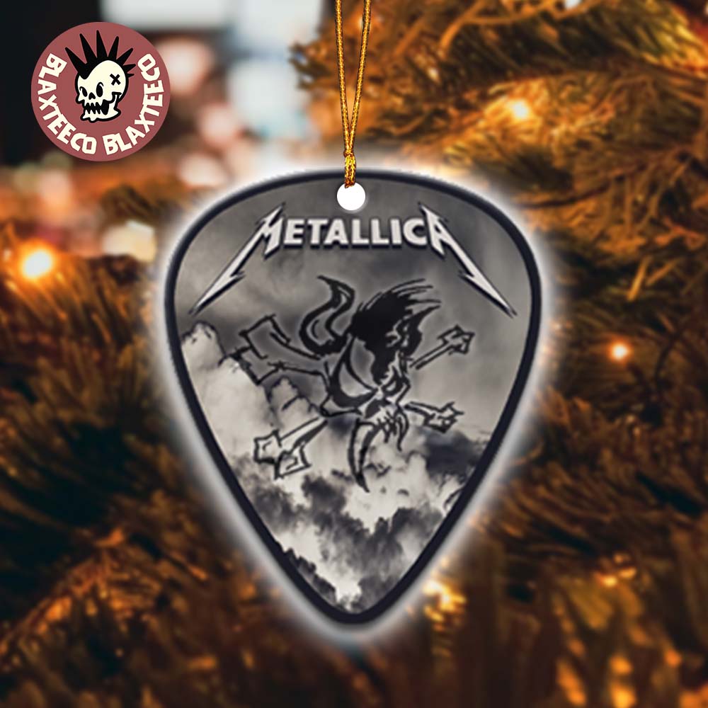 Metallica Skull Guitar Pick Shape Holiday Christmas Decorations Ornament Unisex T-shirt, Sweatshirt, Hoodie, Long Sleeve Tee - T-Shirt, Sweatshirt, Hoodie
