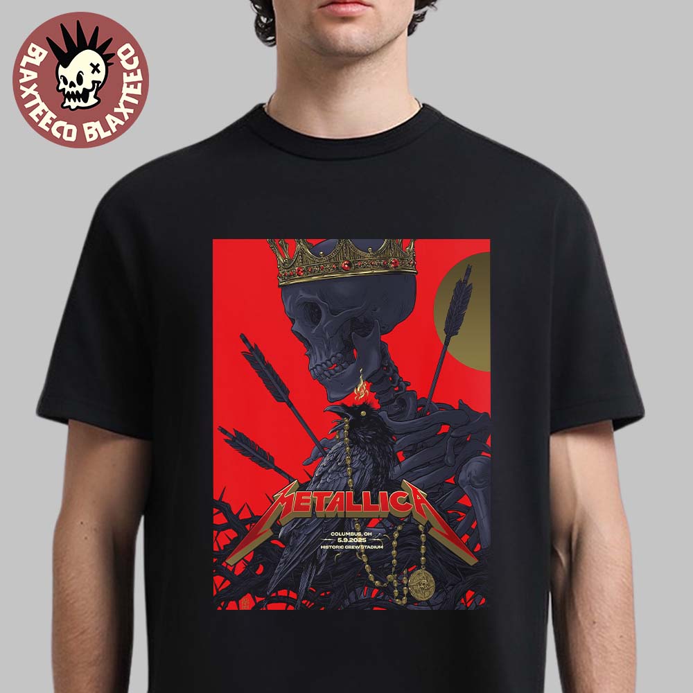 Metallica Tonight Venue Poster At M72 Sonic Temple In Columbus Ohio On May 9 2025 Historic Crew Stadium Skeleton King Art Unisex T-Shirt - T-Shirt, Sweatshirt, Hoodie