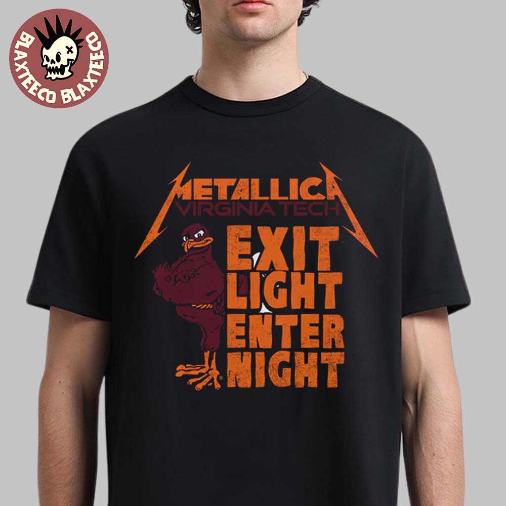 Metallica Virginia Tech 2025 Exit Light Enter Night Mascot Hokies Unisex T-Shirt Unisex T-shirt, Sweatshirt, Hoodie, Long Sleeve Tee - T-Shirt, Sweatshirt, Hoodie