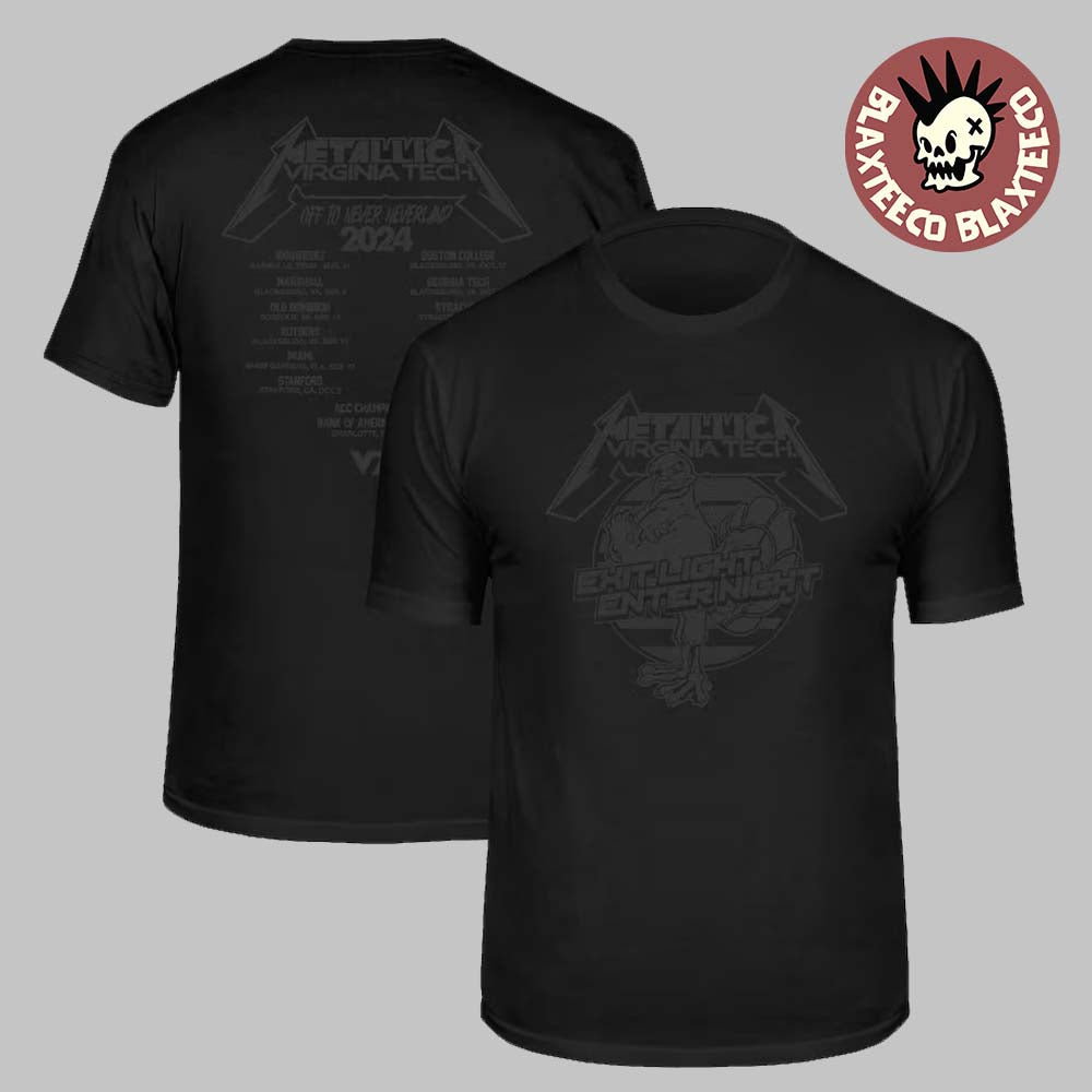 Metallica Virginia Tech Off To Never Neverland 2024 Tour Dates ACC Championship Bank Of America Stadium In Charlotte NC On Dec 7 Two Sided T-Shirt - T-Shirt, Sweatshirt, Hoodie